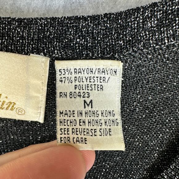 Nina Austin Dress Women Size M Black Sparkle V-Neck Sleeveless Button Front Midi - Picture 7 of 13